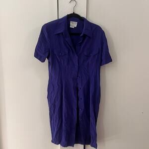 Tess Dress Purple 100% silk vintage dress Super Soft Cute Dainty Button Up 14 XL